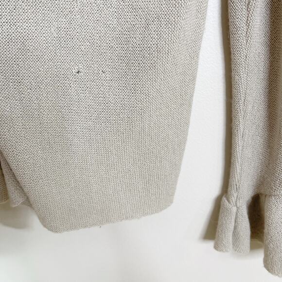 Beyond Threads Wool Alpaca Ruffle Cardigan Sweater Large L Cream Bell Cuff Women - Picture 8 of 12